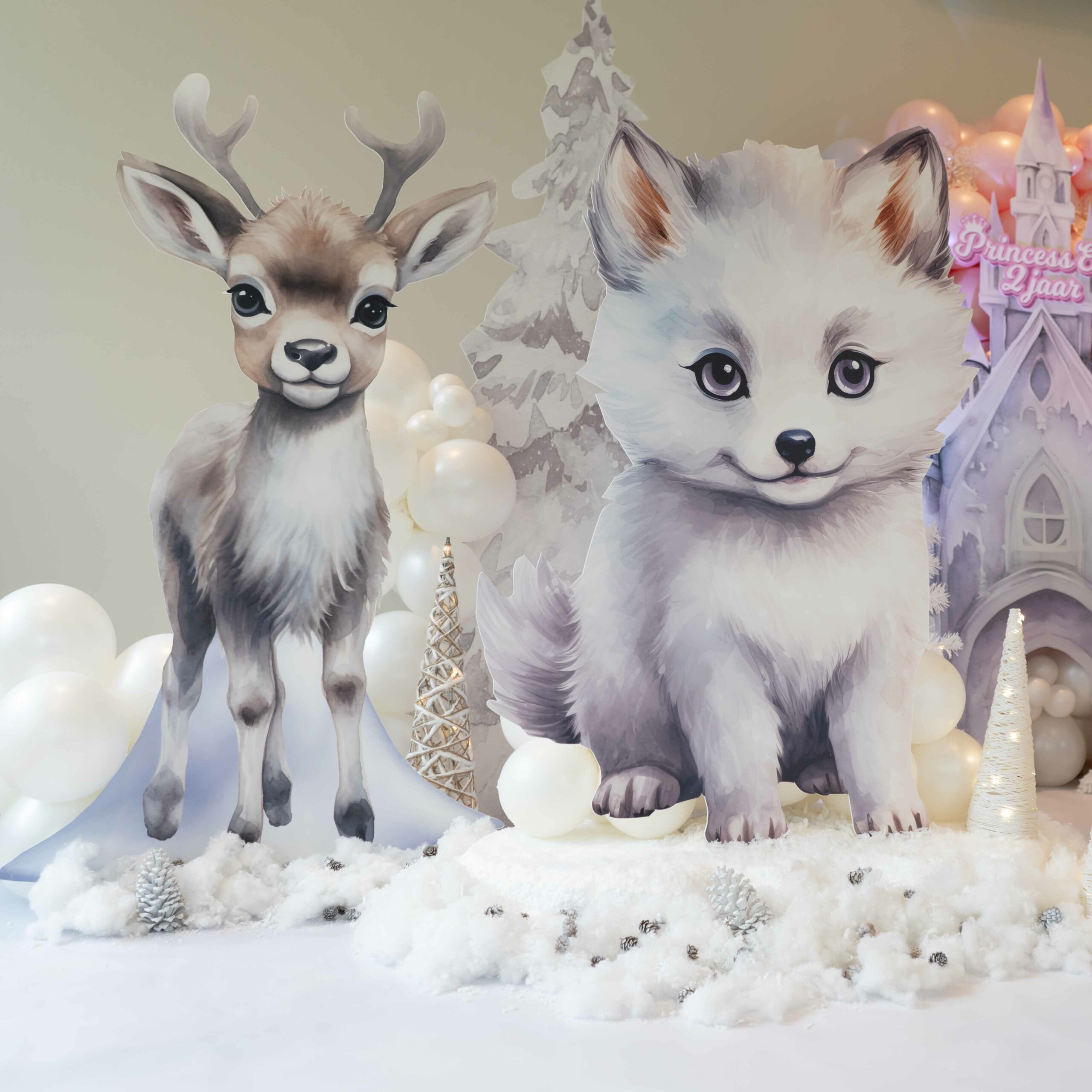 Winter Wonderland vos en hert sneeuw huren - Verrytale Events